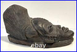 Vintage Wood Tribal Mask Wall Sculpture