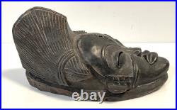 Vintage Wood Tribal Mask Wall Sculpture