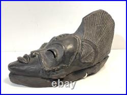 Vintage Wood Tribal Mask Wall Sculpture
