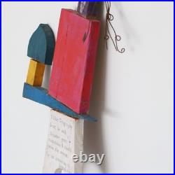 Vintage Wood Wall Art I Like Geography Sculpture Signed 1995 Story People