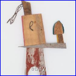 Vintage Wood Wall Art I Like Geography Sculpture Signed 1995 Story People