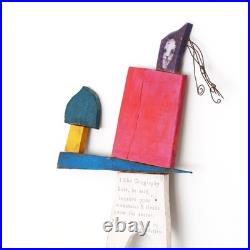 Vintage Wood Wall Art I Like Geography Sculpture Signed 1995 Story People