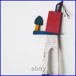 Vintage Wood Wall Art I Like Geography Sculpture Signed 1995 Story People