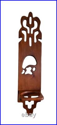 Vintage Wood Wall Sculpture Panel 39 Mushroom & Monstera 1970s Groovy