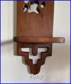 Vintage Wood Wall Sculpture Panel 39 Mushroom & Monstera 1970s Groovy