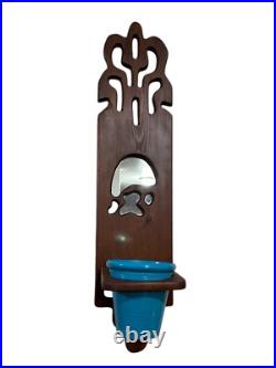 Vintage Wood Wall Sculpture Panel 39 Mushroom & Monstera 1970s Groovy