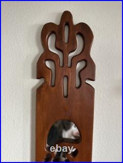 Vintage Wood Wall Sculpture Panel 39 Mushroom & Monstera 1970s Groovy