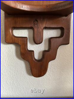 Vintage Wood Wall Sculpture Panel 39 Mushroom & Monstera 1970s Groovy