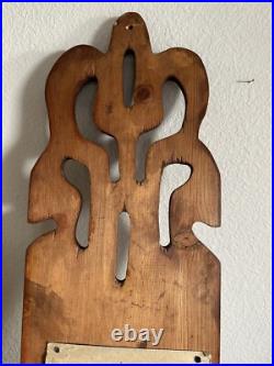 Vintage Wood Wall Sculpture Panel 39 Mushroom & Monstera 1970s Groovy