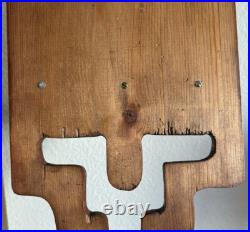 Vintage Wood Wall Sculpture Panel 39 Mushroom & Monstera 1970s Groovy