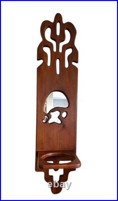 Vintage Wood Wall Sculpture Panel 39 Mushroom & Monstera 1970s Groovy