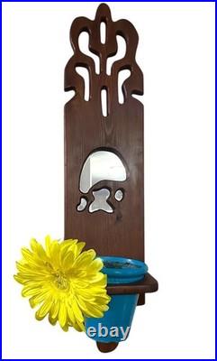 Vintage Wood Wall Sculpture Panel 39 Mushroom & Monstera 1970s Groovy