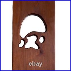 Vintage Wood Wall Sculpture Panel 39 Mushroom & Monstera 1970s Groovy