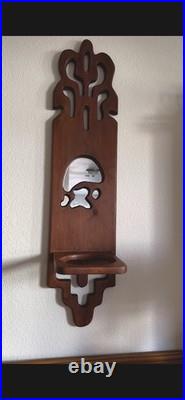 Vintage Wood Wall Sculpture Panel 39 Mushroom & Monstera 1970s Groovy
