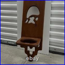 Vintage Wood Wall Sculpture Panel 39 Mushroom & Monstera 1970s Groovy