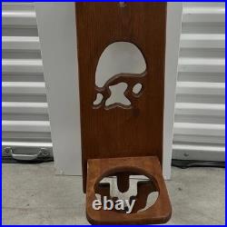 Vintage Wood Wall Sculpture Panel 39 Mushroom & Monstera 1970s Groovy