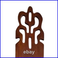 Vintage Wood Wall Sculpture Panel 39 Mushroom & Monstera 1970s Groovy