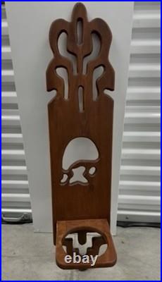 Vintage Wood Wall Sculpture Panel 39 Mushroom & Monstera 1970s Groovy