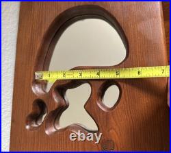 Vintage Wood Wall Sculpture Panel 39 Mushroom & Monstera 1970s Groovy