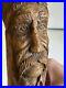 Vintage Wood spirit Carved man withbeard Wizard Hand Carved sculpture Folk Art