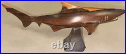 Vintage Woodcarving Shark Sculpture Stunning Walnut Wood 13.5 High Quality