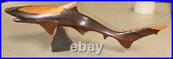 Vintage Woodcarving Shark Sculpture Stunning Walnut Wood 13.5 High Quality