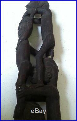 Vintage Wooden African Tribal Fertility Idol Carved People Wood Sculpture