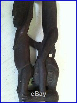 Vintage Wooden African Tribal Fertility Idol Carved People Wood Sculpture