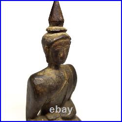 Vintage Wooden Buddha Primitive Wood Sculpture Gautama Burmese Carved Mandalay