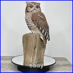 Vintage Wooden Carved Barn Owl Sculpture Statue Limited Edition #45/200 Signed