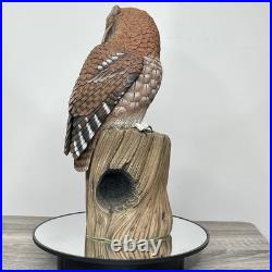 Vintage Wooden Carved Barn Owl Sculpture Statue Limited Edition #45/200 Signed