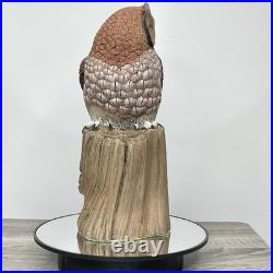 Vintage Wooden Carved Barn Owl Sculpture Statue Limited Edition #45/200 Signed