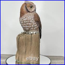 Vintage Wooden Carved Barn Owl Sculpture Statue Limited Edition #45/200 Signed