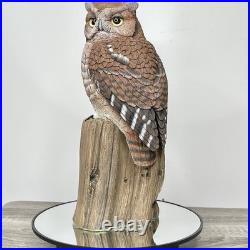 Vintage Wooden Carved Barn Owl Sculpture Statue Limited Edition #45/200 Signed