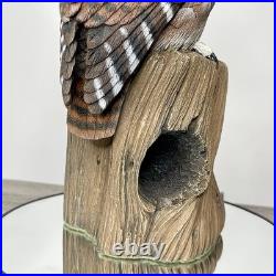 Vintage Wooden Carved Barn Owl Sculpture Statue Limited Edition #45/200 Signed