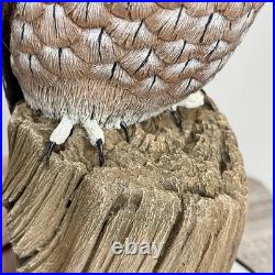 Vintage Wooden Carved Barn Owl Sculpture Statue Limited Edition #45/200 Signed