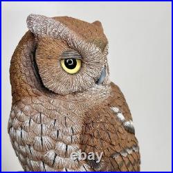 Vintage Wooden Carved Barn Owl Sculpture Statue Limited Edition #45/200 Signed
