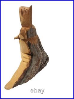 Vintage Wooden Hand Carved Leonard Salazar St. Francis Sculpture 13T 12L 6W