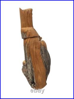 Vintage Wooden Hand Carved Leonard Salazar St. Francis Sculpture 13T 12L 6W