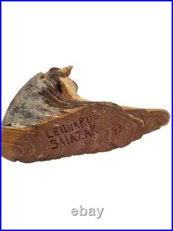Vintage Wooden Hand Carved Leonard Salazar St. Francis Sculpture 13T 12L 6W