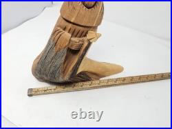 Vintage Wooden Hand Carved Leonard Salazar St. Francis Sculpture 13T 12L 6W