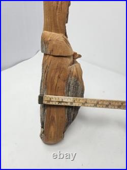 Vintage Wooden Hand Carved Leonard Salazar St. Francis Sculpture 13T 12L 6W