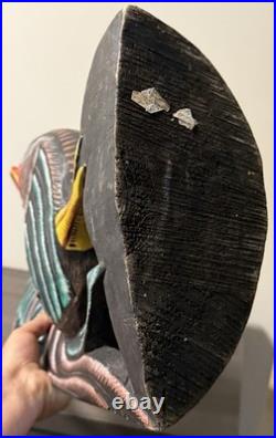 Vintage Wooden Hand Painted Carved Rooster Figure Statue Sculpture 24 Tall