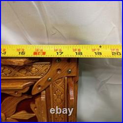 Vintage Wooden Handcrafted Wall Art Red Velvet Floral Design 3D Wood Sculpture