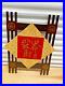 Vintage Wooden Wood Asian Logos Shield Hanging Wall Art Sculpture 29W x 21H