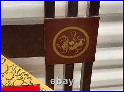 Vintage Wooden Wood Asian Logos Shield Hanging Wall Art Sculpture 29W x 21H