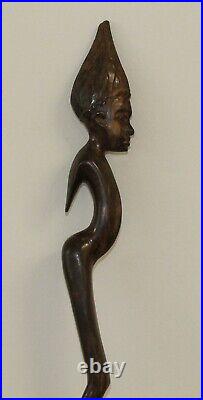 Vintage abstract hand carving wood man statuette