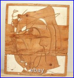 Vintage abstract hand carving wood wall hanging plaque