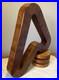 Vintage abstract wooden sculpture Bent Trianglesigned by Reid dated 1976