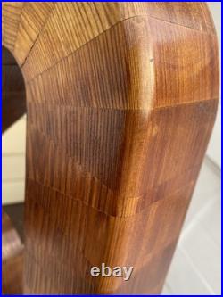 Vintage abstract wooden sculpture Bent Trianglesigned by Reid dated 1976